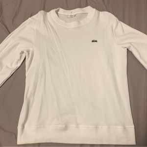 Lacoste Basic White Waffle Knit Long Sleeve Tshirts Sweater